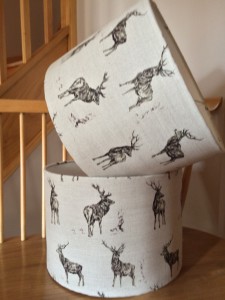 30cm drum pendant lampshade in Milton & Manor Mini Stag Parade Linen fabric £45.00 plus P&P - made to order